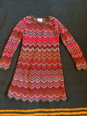 Hanna Andersson Chevron Knit in Pink, purple gray sweater dress